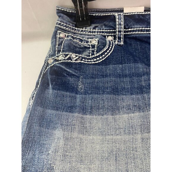 Nwt Grace in LA Women's Embellished Pocket Denim SZ 32 Easy Fit Distressed Short - Picture 5 of 15